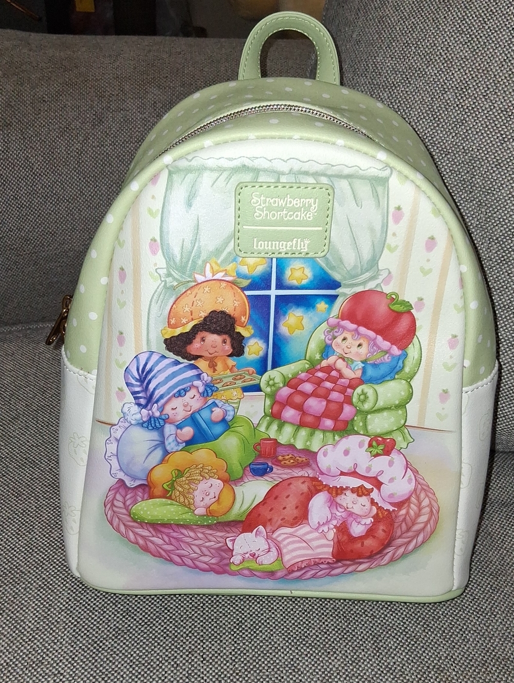 Loungefly Strawberry Shortcake Kids Pastel Green Polka Dot Mini Backpack